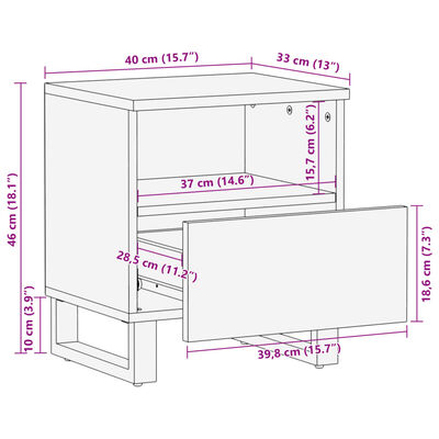 vidaXL Tables de chevet 2 pcs 40x34x46 cm bois massif de récupération