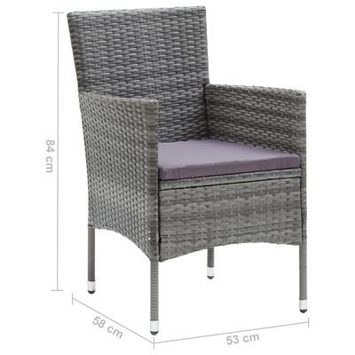 vidaXL Ensemble à manger de jardin coussins 7pcs Résine tressée Gris