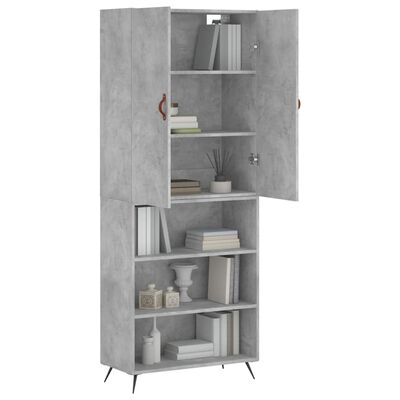 vidaXL Buffet haut Gris béton 69,5x34x180 cm Bois d'ingénierie