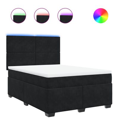 vidaXL Sommier à lattes de lit avec matelas Noir 140x190 cm Velours