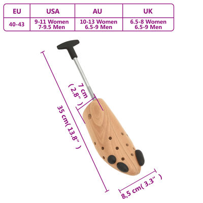 vidaXL Tendeurs de chaussures EU 40-43 bois massif de hêtre