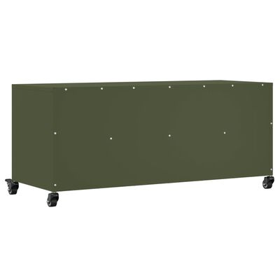 vidaXL Meuble TV vert olive 100,5x39x43,5 cm acier