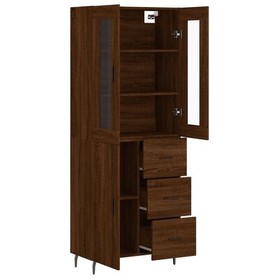 vidaXL Buffet haut Chêne marron 69,5x34x180 cm Bois d'ingénierie