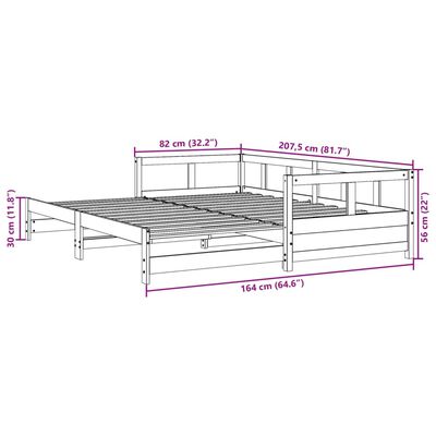 vidaXL Lit de jour sans matelas cire marron 80x200 cm bois pin massif