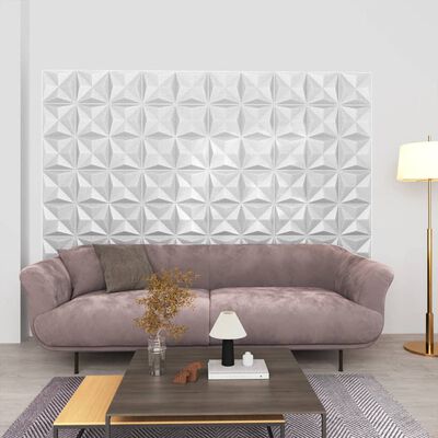 vidaXL Panneaux muraux 3D 48 pcs 50x50 cm blanc origami 12 m²