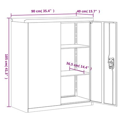 vidaXL Classeur gris clair 90x40x145 cm acier