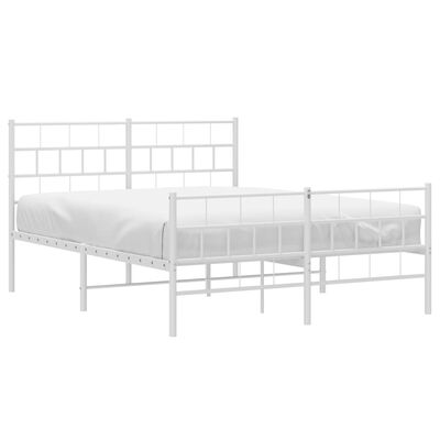 vidaXL Cadre de lit métal sans matelas et pied de lit blanc 140x200 cm