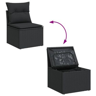 vidaXL Salon de jardin avec coussins 14 pcs noir résine tressée