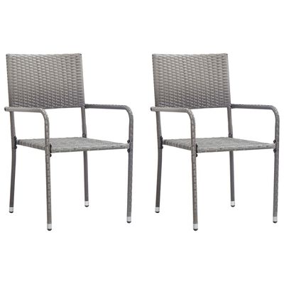 vidaXL Chaise à dîner de jardin empilable lot de 2 gris résine tressée