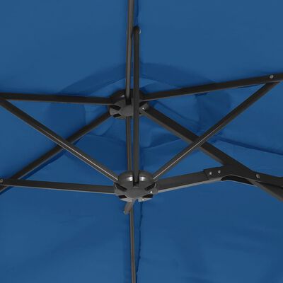 vidaXL Parasol de jardin à double tête avec LED bleu azuré 316x240 cm