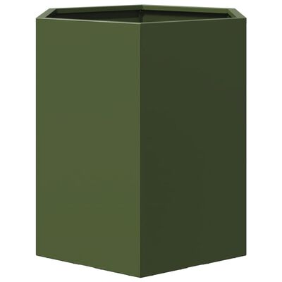 vidaXL Jardinière vert olive hexagone 46x40x45 cm acier