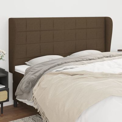 vidaXL Tête de lit avec oreilles Marron foncé 203x23x118/128 cm Tissu