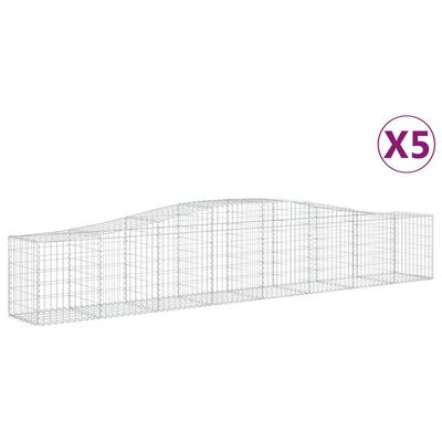 vidaXL Paniers à gabions arqués 5 pcs 400x50x60/80 cm Fer galvanisé