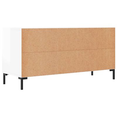 vidaXL Meuble TV Blanc brillant 102x36x50 cm Bois d'ingénierie