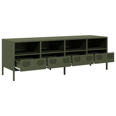 vidaXL Meuble TV vert olive 135x39x43,5 cm acier laminé à froid