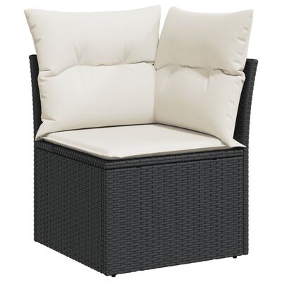 vidaXL Salon de jardin 8 pcs avec coussins noir résine tressée