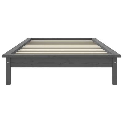 vidaXL Cadre de lit Gris 90x190 cm Bois de pin massif Simple