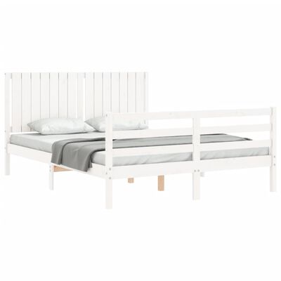 vidaXL Cadre de lit sans matelas blanc bois de pin massif