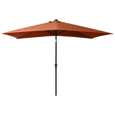 vidaXL Parasol de jardin avec LED et mât en acier terre cuite 2x3 m