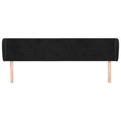 vidaXL Tête de lit avec oreilles Noir 203x23x78/88 cm Velours