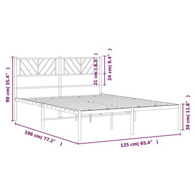 vidaXL Cadre de lit métal sans matelas et tête de lit blanc 120x190 cm