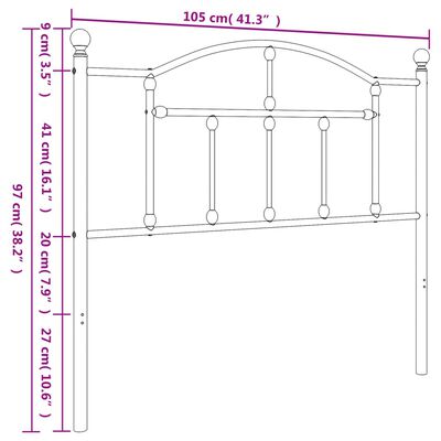 vidaXL Tête de lit métal blanc 100 cm