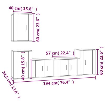 vidaXL Ensemble de meubles TV 5 pcs Blanc Bois d'ingénierie