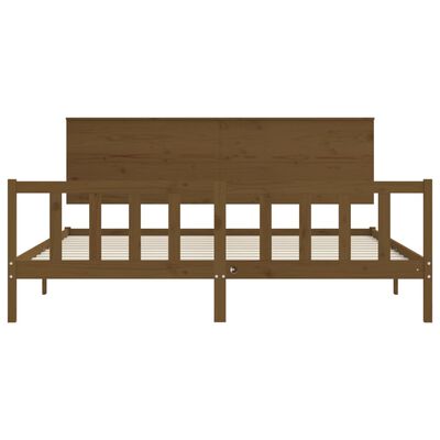 vidaXL Cadre de lit avec tête de lit marron miel 200x200cm bois massif