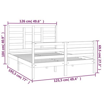 vidaXL Cadre de lit Blanc Bois massif 120x190 cm Petit double