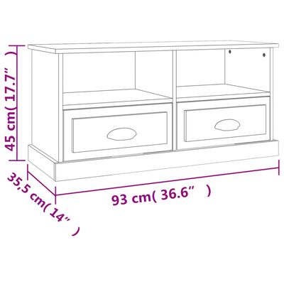 vidaXL Meuble TV noir 93x35,5x45 cm bois d'ingénierie