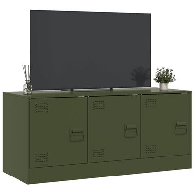 vidaXL Meuble TV vert olive 99x39x44 cm acier