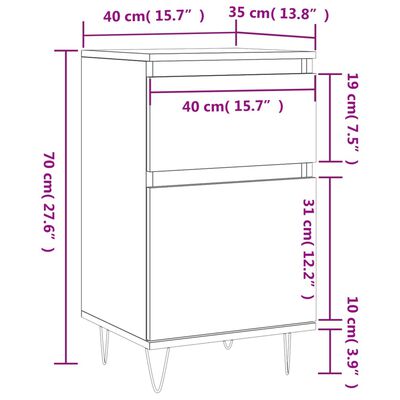 vidaXL Buffets 2 pcs gris béton 40x35x70 cm bois d'ingénierie