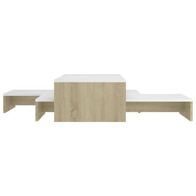 vidaXL Ensemble de tables basses gigognes Blanc chêne 100x100x26,5 cm