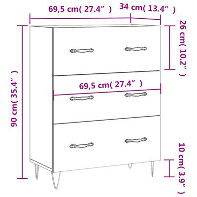 vidaXL Buffet sonoma gris 69,5x34x90 cm bois d'ingénierie