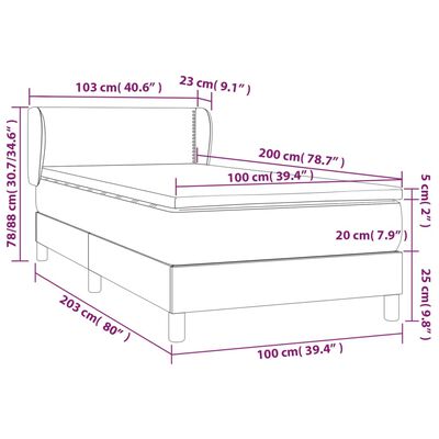 vidaXL Sommier à lattes de lit avec matelas Noir 100x200 cm Similicuir