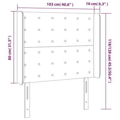 vidaXL Tête de lit à LED Marron foncé 103x16x118/128 cm Tissu