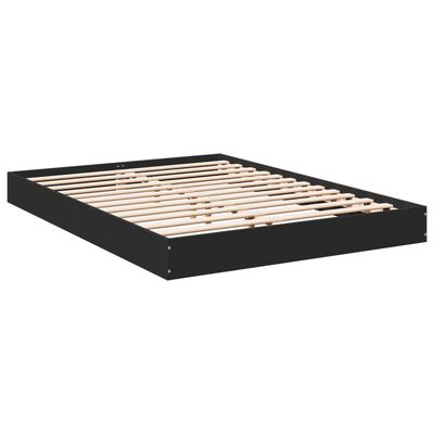 vidaXL Cadre de lit sans matelas noir 135x190 cm bois d'ingénierie