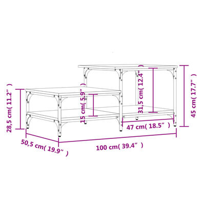 vidaXL Table basse chêne sonoma 100x50,5x45 cm bois d'ingénierie