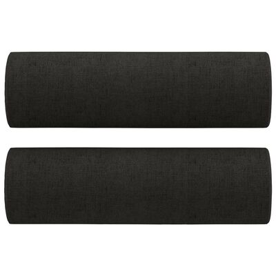 vidaXL Canapé 3 places avec oreillers décoratifs noir 180 cm tissu