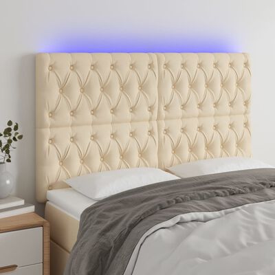 vidaXL Tête de lit à LED Crème 160x7x118/128 cm Tissu