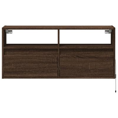 vidaXL Meuble TV mural avec lumières LED chêne marron 100x31x45 cm