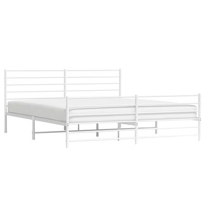 vidaXL Cadre de lit métal sans matelas et pied de lit blanc 200x200 cm