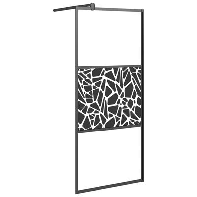 vidaXL Paroi de douche avec étagère Noir 90x195 cm Verre ESG&Aluminium