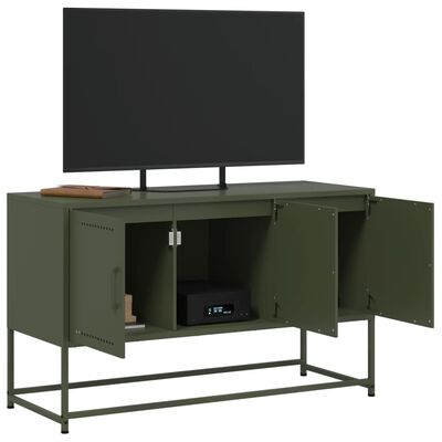 vidaXL Meuble TV vert olive 100,5x39x60,5 cm acier