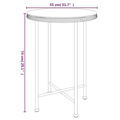 vidaXL Table de salle à manger Ø55 cm Verre trempé et acier