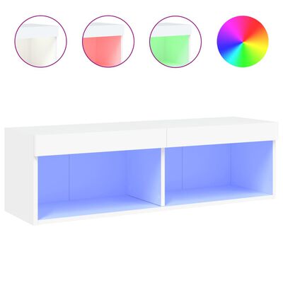 vidaXL Meuble TV avec lumières LED blanc 100x30x30 cm