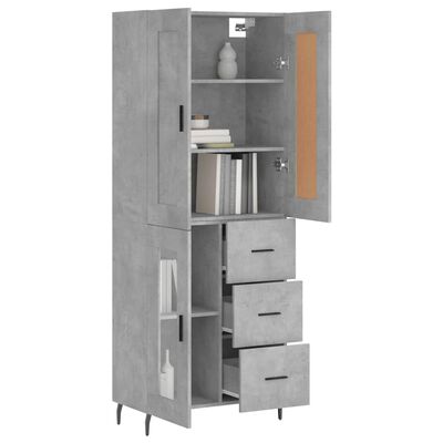 vidaXL Buffet haut Gris béton 69,5x34x180 cm Bois d'ingénierie