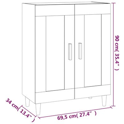 vidaXL Buffet Chêne marron 69,5x34x90 cm Bois d'ingénierie