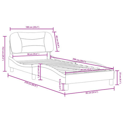 vidaXL Cadre de lit sans matelas blanc et noir 90x200 cm similicuir