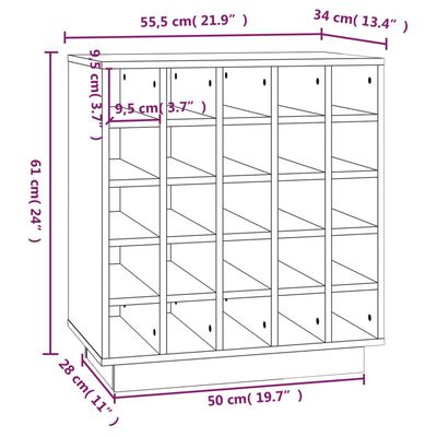 vidaXL Armoire à vin 55,5x34x61 cm Bois de pin massif